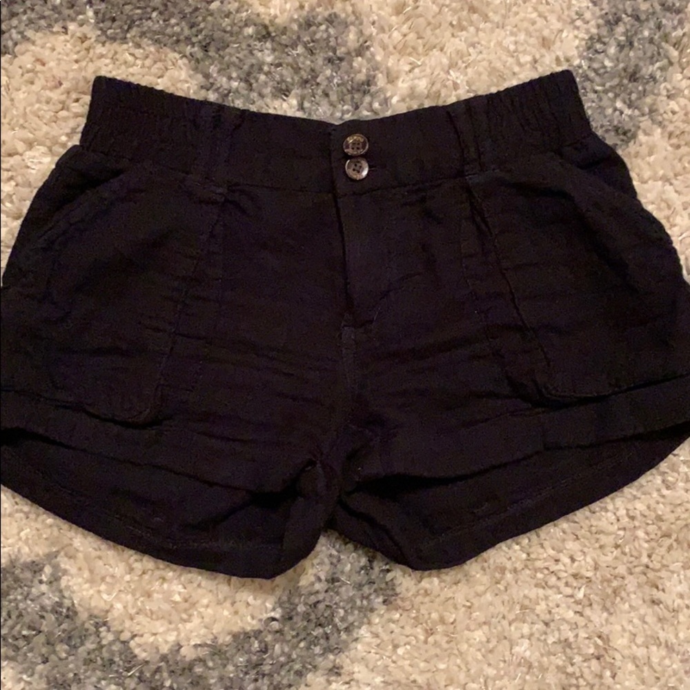 Linen black dress shorts